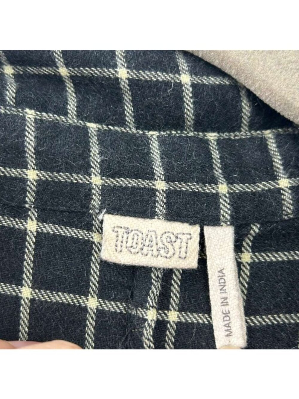 Toast Dress Women's M Black/White Check Cashmere Blend Midi Button Front Pockets - Picture 11 of 16